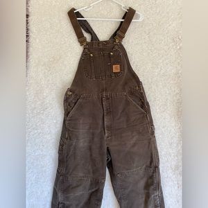 Carhartt Bib Overalls 36x34 Brown WORN